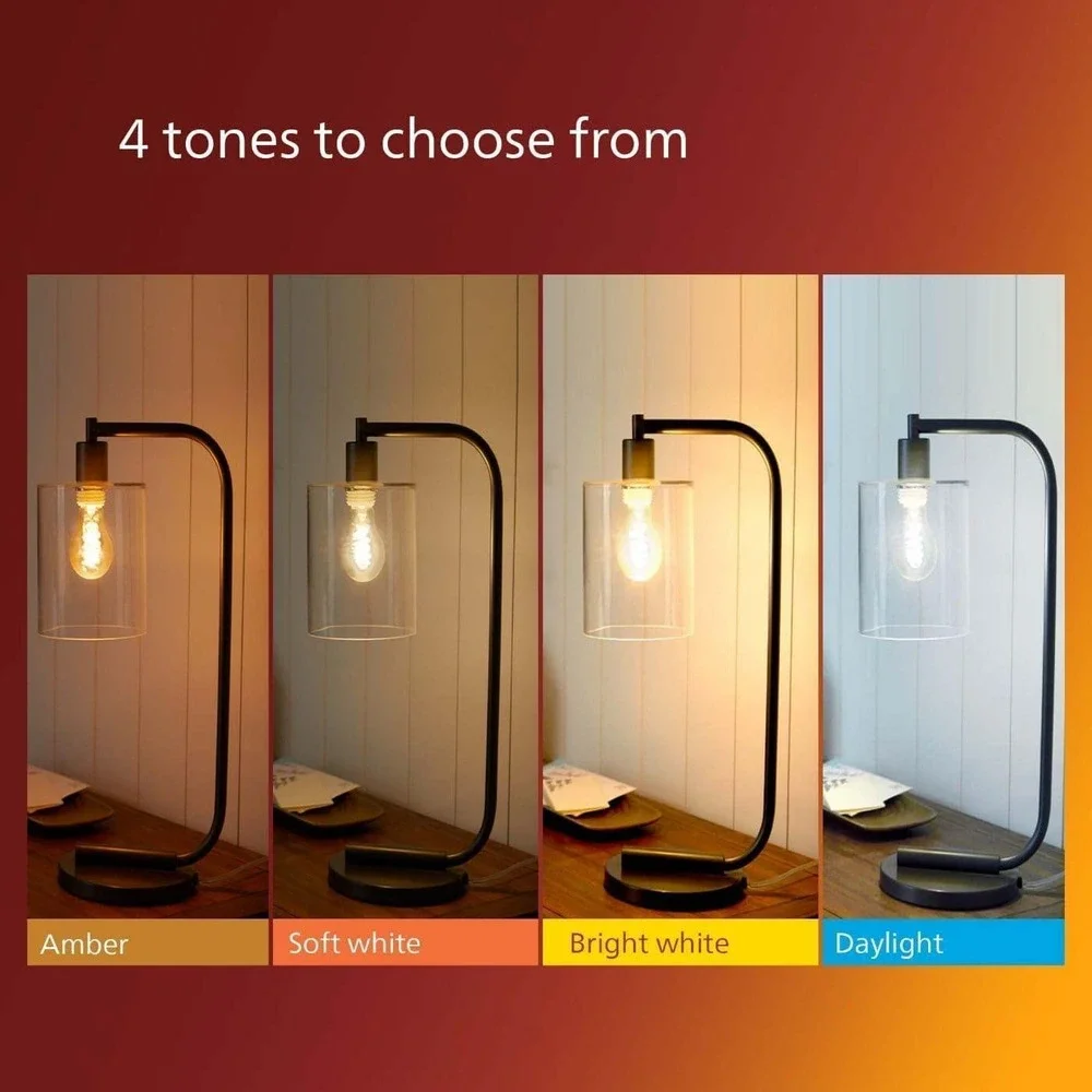 Pack of 2 Philips LED Vintage Flicker-Free Clear Straight ST19 Dimmable, Eyecom